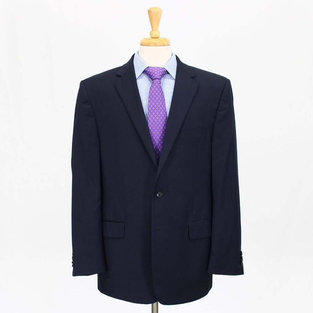 Joseph Abboud 46R Navy Solid 2-Button Sport Coat Blazer Jacket V429